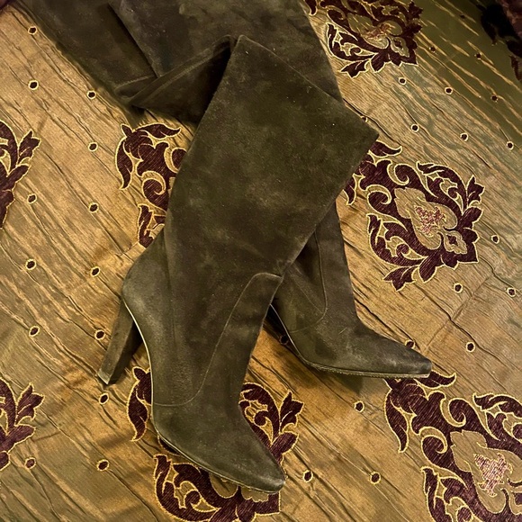 Jimmy Choo Black Suede Over-The-Knee Heeled Boots - Picture 12 of 12